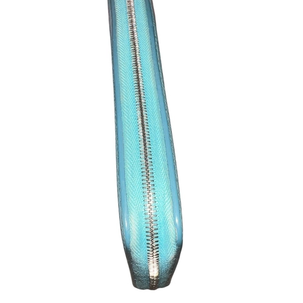 EUC Celine Large Zipped Multifunction Long Wallet Blue Leather Silver Hardware - Picture 6 of 15
